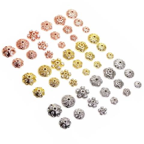 Coppette per Perle a Fiore in Rame e Zircone per Creazione Gioielli Fai-da-te Oro Oro Rosa Oro Bianco Placcato