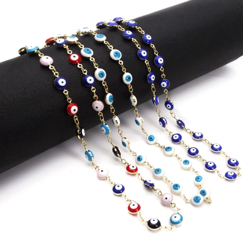 Bijoux Mauvais Œil Collier Et Bracelet En Cuivre Plaqué Or Perles Émail Nazar Turc Accessoire De Protection Femme Homme