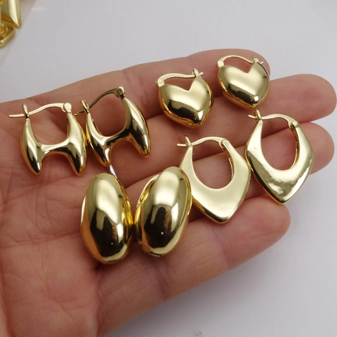 18K Gold Plated Brass Earrings Minimalist U Shape Water Drop Heart Bear Artificial Pearl Stud Earrings For Women Fashion Jewelry