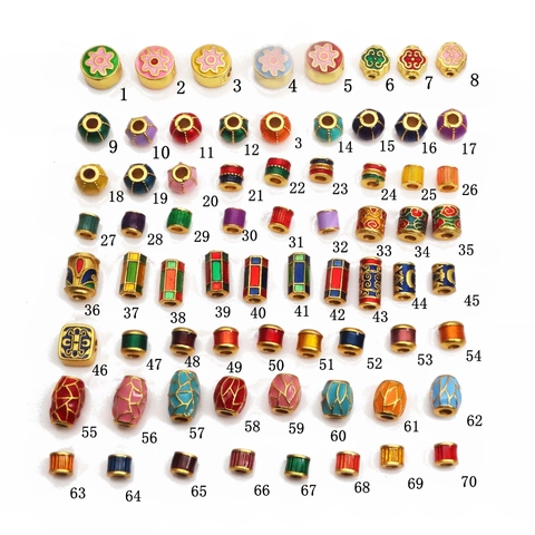 Vintage Copper Enamel Spacer Beads Colorful Flower Pumpkin Cloud Beads For DIY Jewelry Bracelet Necklace Making Accessories