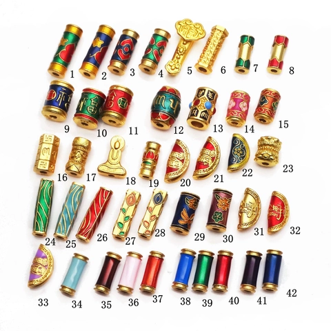 Ancient Gold Copper Spacer Beads For DIY Bracelet Jewelry Making Enamel Drip Oil Lucky Charms Traditional Ethnic Style