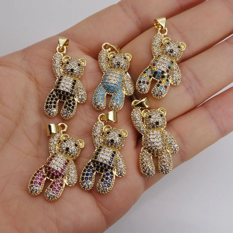 Graziosa Collana con Ciondolo a Orsetto in Zirconia Micro Pave per Donna Ciondolo Orsetto in Rame Senza Catena Gioielli