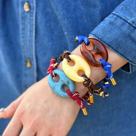 Bracelet Tressé Nez de Cochon en Acrylique Vintage Contraste de Couleur Bracelet Corde Ajustable pour Femmes Bijoux de Mode de Niche