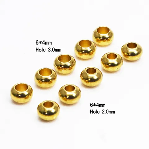 Cuentas Espaciadoras de Latón con Agujero Grande Forma de Ábaco Redondas Cuentas Sueltas para Bricolaje Pulsera Collar Joyas