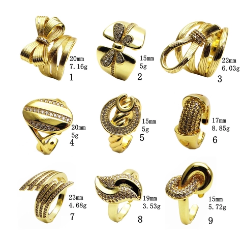14k Vergoldet Kupferring Mikro-Eingelegter Zirkon Offen Verstellbar Schleife Geometrisch Knoten Welle Design Hochzeit Party Damen Schmuck