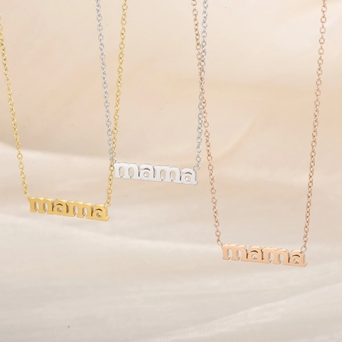 Fashion mama Letter Stainless Steel Pendant Necklace Minimalist Gold Silver Rose Gold Mother's Day Gift Jewelry For Women