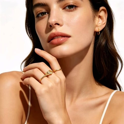 Minimalistischer Titanstahl Geometrischer Ring Für Damen 18K Vergoldet Koreanischer Stil Modeschmuck Fingerring Geschenk