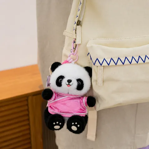 Peluche Panda Style Chinois Portant un Costume Tang Hanfu Traditionnel Poupée Panda en Peluche Porte-clés Souvenir Décoration Maison Cadeau