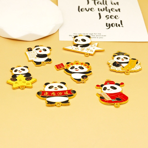 Chinese Style Panda Graduation DIY Alloy Enamel Pendant For Student Good Luck Charm Jewelry Accessory Mobile Phone Chain Decoration