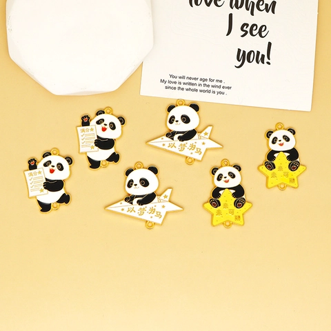 Chinese Style Panda Graduation DIY Alloy Enamel Pendant For Student Good Luck Charm Jewelry Accessory Mobile Phone Chain Decoration