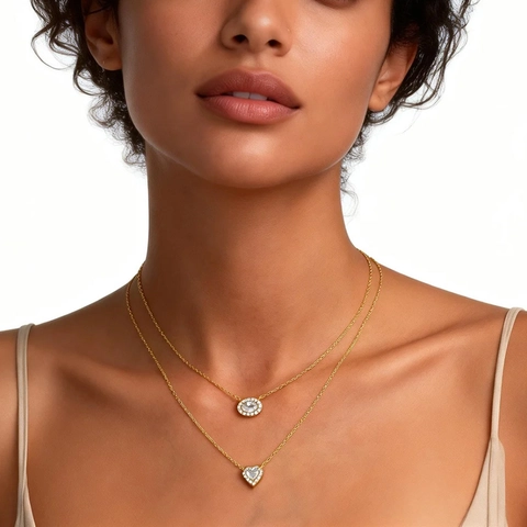 925 Sterlingsilber Herz Wassertropfen Geometrische Anhänger Halskette Für Damen Strass Eingelegt Schlüsselbeinkette Schmuck Geschenk