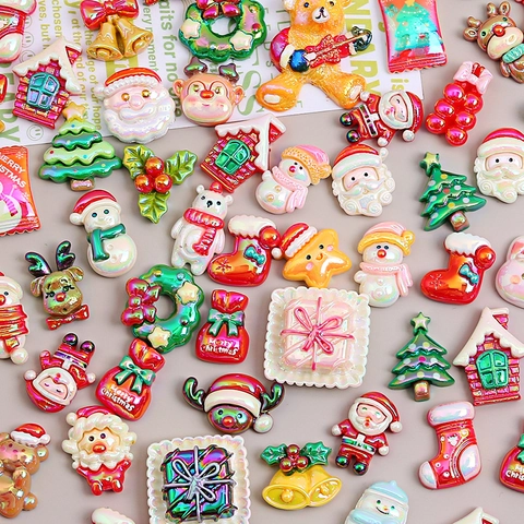Galvanisierte Weihnachts Harz Anhänger Lebkuchenmann Weihnachtsmann Schneemann Zubehör Für DIY Handgemachte Basteldekoration