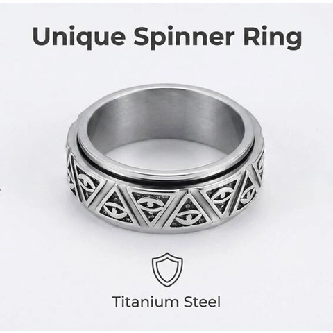 Vintage Titanstahl Auge Des Horus Spinner Ring Altägypten Pyramide Rotierender Stressabbau Band Ring Für Damen Herren Schmuck