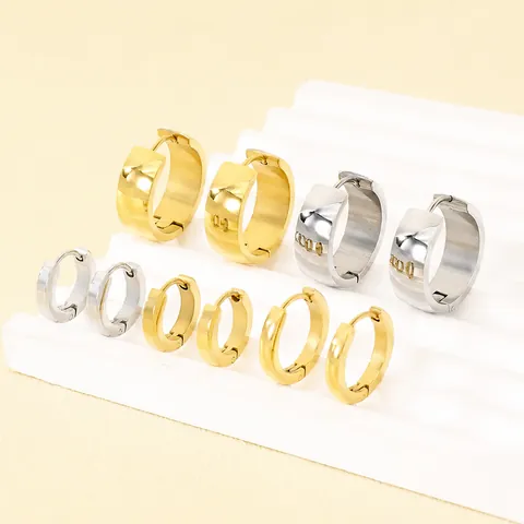 Minimalistische Edelstahl Creolen Für Herren Damen Unisex Geometrische Kreisförmige Huggie Ohrringe Gold Silber Überzogen Mode Schmuck Accessoire