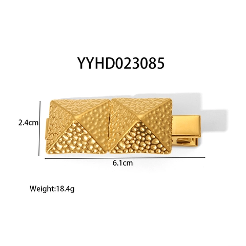 Europäisches Edelstahl Schmuckset Geometrischer Pyramiden Anhänger Schlangenkette Halskette Gehämmerte Quadratische Ohrstecker Ring Haarspange