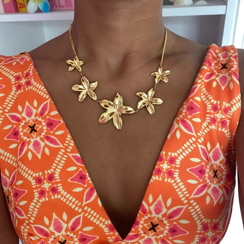 Elegant Flower Pendant Necklace 304 Stainless Steel 18K Gold Plated Waterproof Hypoallergenic Fashion Jewelry For Women