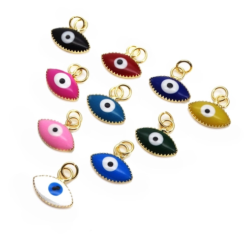 Minimalist Copper Evil Eye Pendant Only For DIY Necklace Bracelet Colorful Enamel Lacquer Charms Jewelry Making Accessories