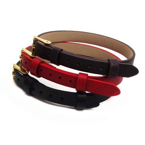Fashion Slim Microfiber Leather Belt Style Bracelet Men Women Adjustable Stainless Steel Buckle Simple Wristband Jewelry