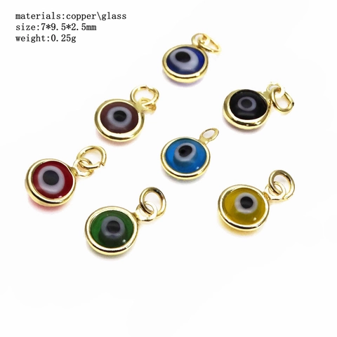 Rund Evil Eye Kupfer Anhänger Mit Zirkonia Emaille Bunte Türkische Teufelsauge Charms Für DIY Halskette Armband Schmuckherstellung