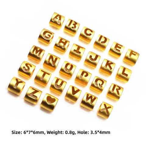 Perles Intercalaires Alphabet Creux en Cuivre Doré Antique Breloques Cylindriques Lettres Initiales pour Création de Bijoux Bracelet Collier DIY