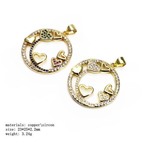 Copper Zirconia Heart Star Moon Pendant For DIY Necklace Making Round Starry Sky Gold Plated Dainty Jewelry Accessory For Women