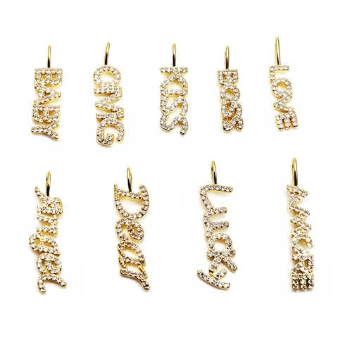Ciondolo Lettera in Zirconia Placcato Oro Angel Love Baby Charm per Collana Fai Da Te Accessorio Gioielli di Moda Unisex