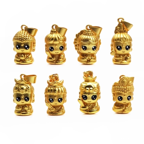 Colgante de Cobre Deidad Buda Versión Q Oro Antiguo Mate Goteo de Aceite Charm para Collar Pulsera DIY Accesorio Religioso