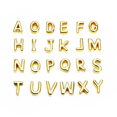 Copper English Alphabet Pendants 14K Gold Plated Letter Beads For DIY Jewelry Making Necklace Bracelet Women Men Accessory