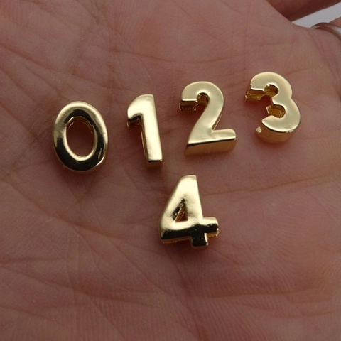 14K Gold Plated Brass Arabic Number Pendants Polished Metal Spacer Beads Charms For DIY Necklace Bracelet Jewelry Making