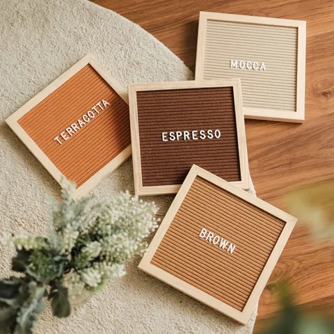 Nordic Wood Frame Felt Letter Board With Changeable Letters Symbols Square Message Board For Home Office Wall Decor Baby Milestone