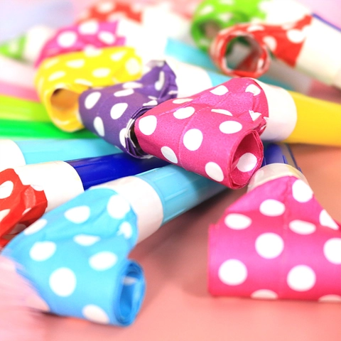 Sifflets Sans-Gêne à Pois Multicolores Bruiteurs pour Anniversaire d'Enfants Fête Célébration Jouet Sifflet en Plastique et Papier