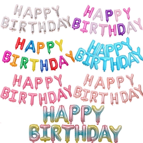 Happy Birthday Aluminum Foil Balloons Metallic Alphabet Letter Balloons For Birthday Party Decoration Hanging Garland