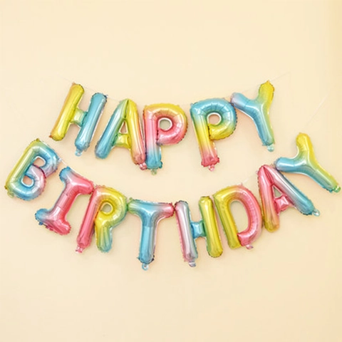 Happy Birthday Aluminum Foil Balloons Metallic Alphabet Letter Balloons For Birthday Party Decoration Hanging Garland