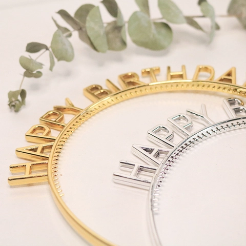 Happy Birthday Alphabet Headband Electroplated Plastic Metal Texture Hair Hoop Birthday Party Celebration Decor For Women