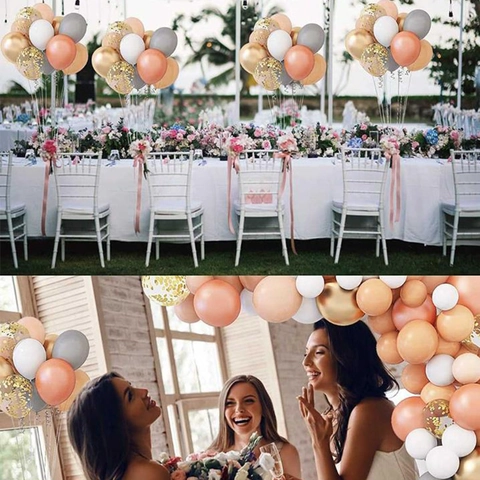 Vintage Peach Latex Balloons Arch Garland For Wedding Birthday Party Decoration Metallic Gold Confetti Balloons Decor