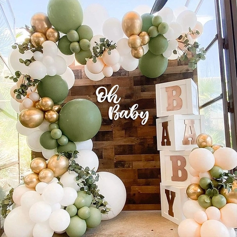 Olivgrün Avocado Gold Latex Ballonbogen Girlande Für Babyparty Geburtstag Hochzeit Feier Dekoration