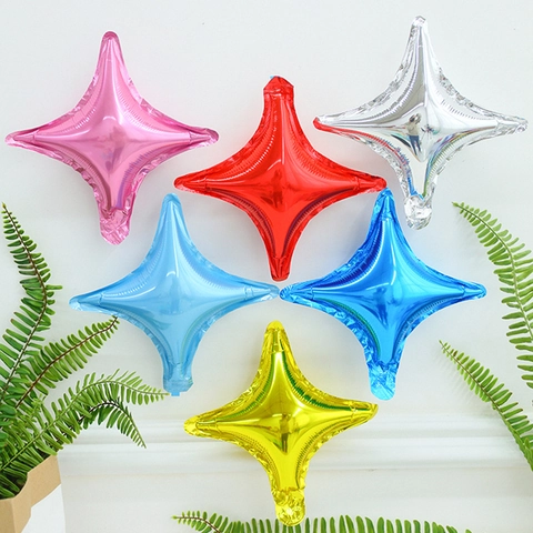 Four Pointed Star Aluminum Foil Mylar Balloon Metallic Glossy Star Shaped Decoration For Birthday Party Wedding Ceremony