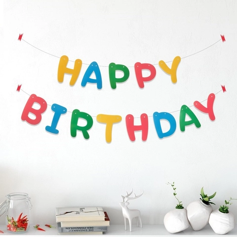 Pancarta de Letras Happy Birthday Colorida de Cartulina Blanca Guirnalda Colgante para Decoración de Fiesta de Cumpleaños Infantil