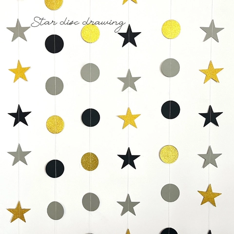 Stern Kreis Papier Girlande Glitzer Gold Grau Schwarz Doppelseitig Banner Hängende Dekoration Für Party Geburtstag Hochzeit Hintergrund Deko