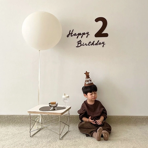 INS Forest Style Brown Felt Happy Birthday Letter Wall Stickers Background Decor Supplies Birthday Party Backdrop Decor