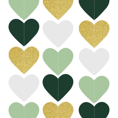 Ghirlanda di Cuori in Carta Vintage Banner Oro Glitter Decorazione per Matrimonio Compleanno Ornamenti Appesi Minimalisti