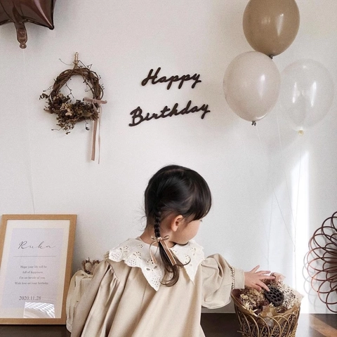 INS Forest Style Brown Felt Happy Birthday Letter Wall Stickers Background Decor Supplies Birthday Party Backdrop Decor