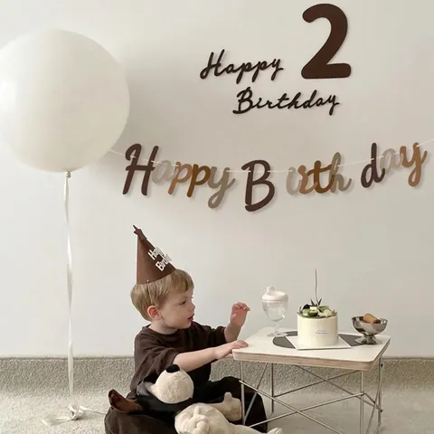Retro Braun Happy Birthday Banner Alphabet Papier Girlande Für Kinder Erster Geburtstag Party Dekorationen Minimalistische Wanddeko
