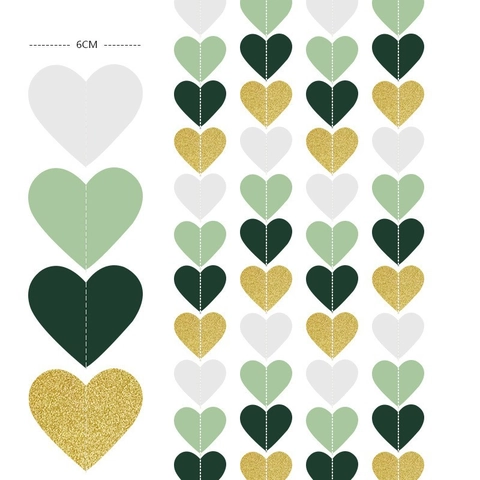 Ghirlanda di Cuori in Carta Vintage Banner Oro Glitter Decorazione per Matrimonio Compleanno Ornamenti Appesi Minimalisti