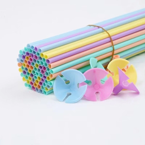 Supporti per Aste di Palloncini in Plastica Con Coppe Colori Misti Macaron Per Decorazione di Matrimoni Feste Eventi Accessori per Aste