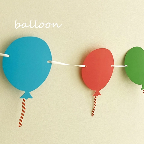 Colorful Cartoon Balloon Paper Banner For Birthday Party Double Sided Printing Hanging Garland For Children's Room Decor