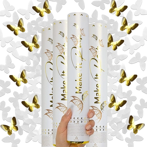 Cannone Spara Coriandoli a Farfalla Portatile Foglia Oro Make It Rain Per Matrimonio Compleanno Natale Celebrazione Decorazione Festa