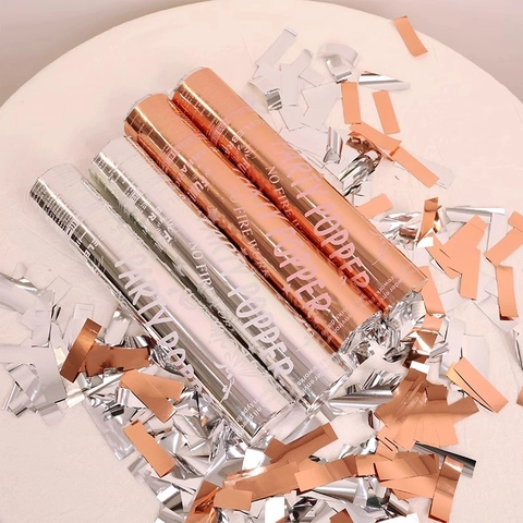 Cañón de Confeti Portátil para Boda Cumpleaños Celebración Metálico Oro Rosa Plata Oro Suministros de Decoración Festiva