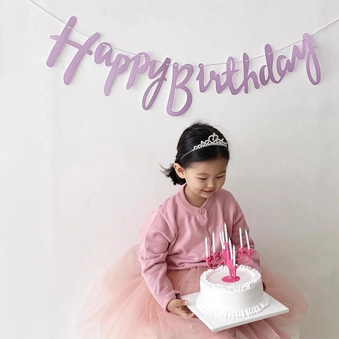 Happy Birthday Banner Party Dekoration Handschrift Buchstabe Banner Metallisch Spiegel Glitzer Papier Girlande Für Geburtstag