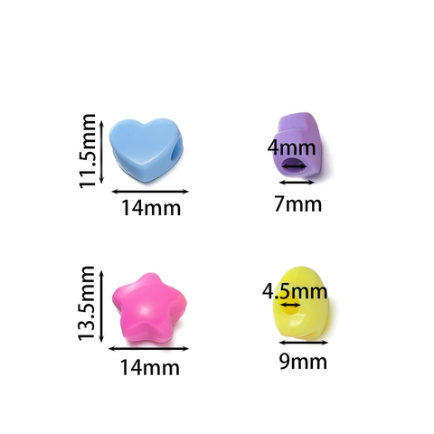 Acryl Gemischte Farben Großlochperlen Herz Stern Form Macaron Feste Kunststoff Abstandsperlen Für DIY Armband Halskette Schmuckherstellung